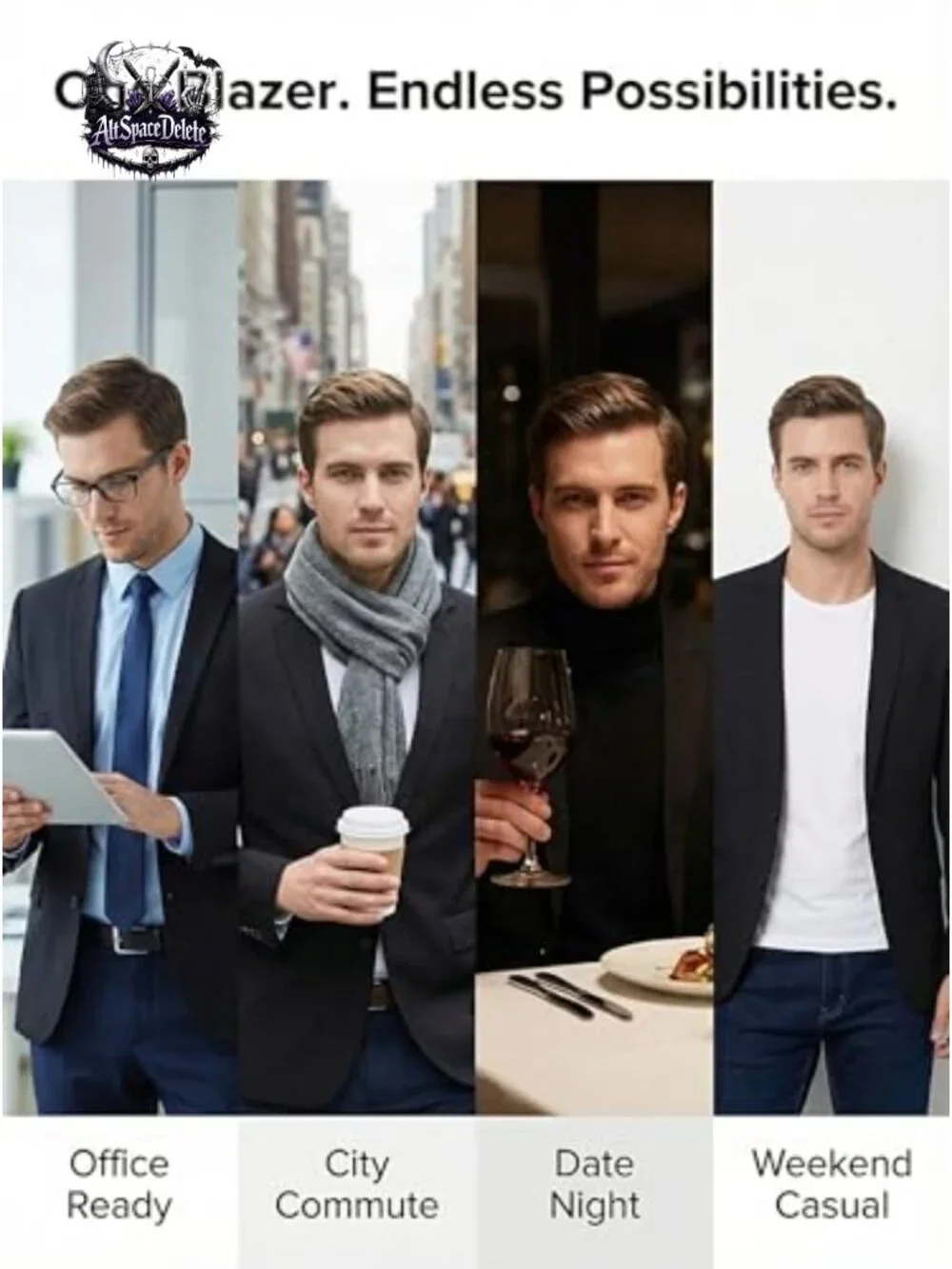 Slim Fit One Button Blazer Notch Lapel Sport Coat
